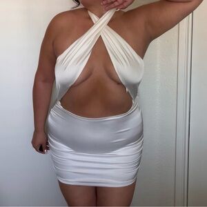 White Halter Mini dress